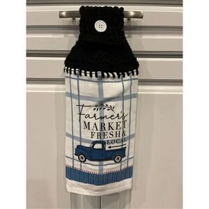 Crochet Top Kitchen Towel- Farmer’s Market Fresh & Local With Pickup Truck